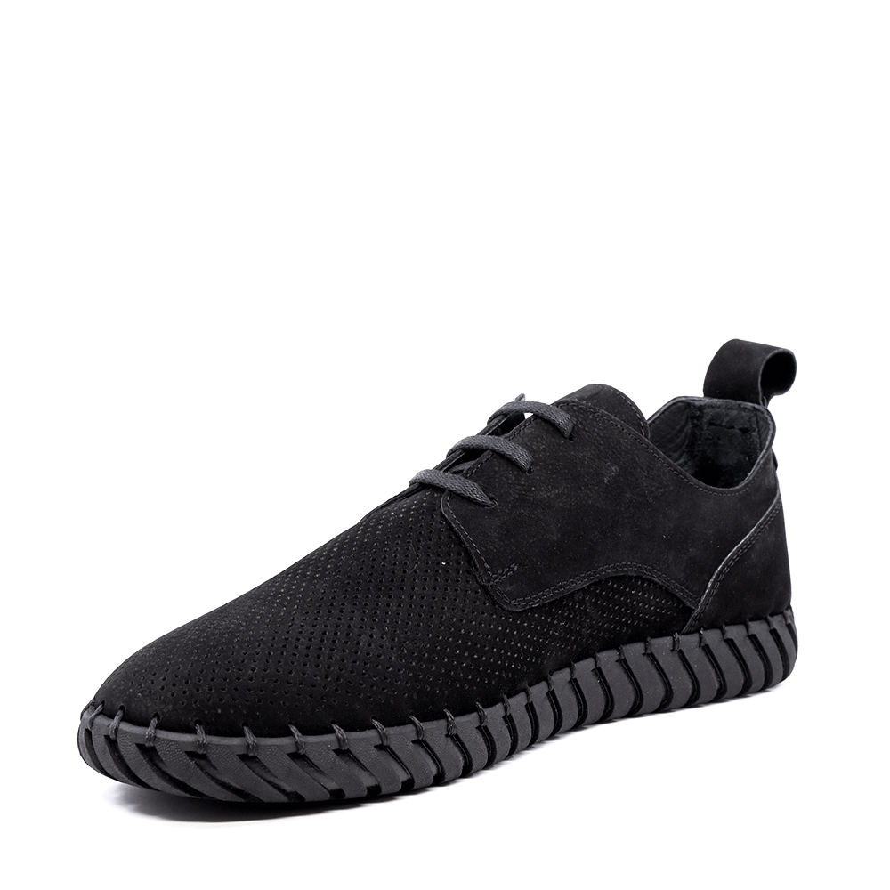 Pantofi cu talpă cusută bărbați Thezeus negri din piele nabuck 2109BP0740N