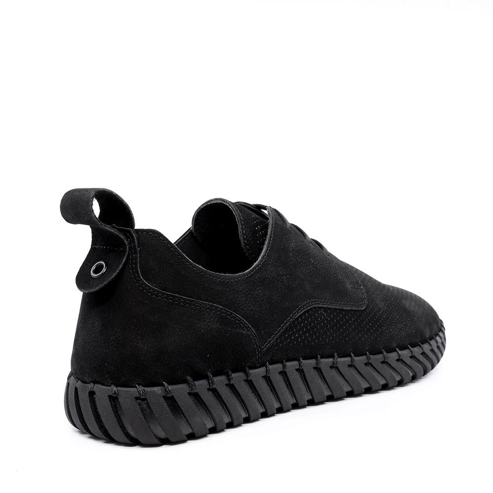 Pantofi cu talpă cusută bărbați Thezeus negri din piele nabuck 2109BP0740N