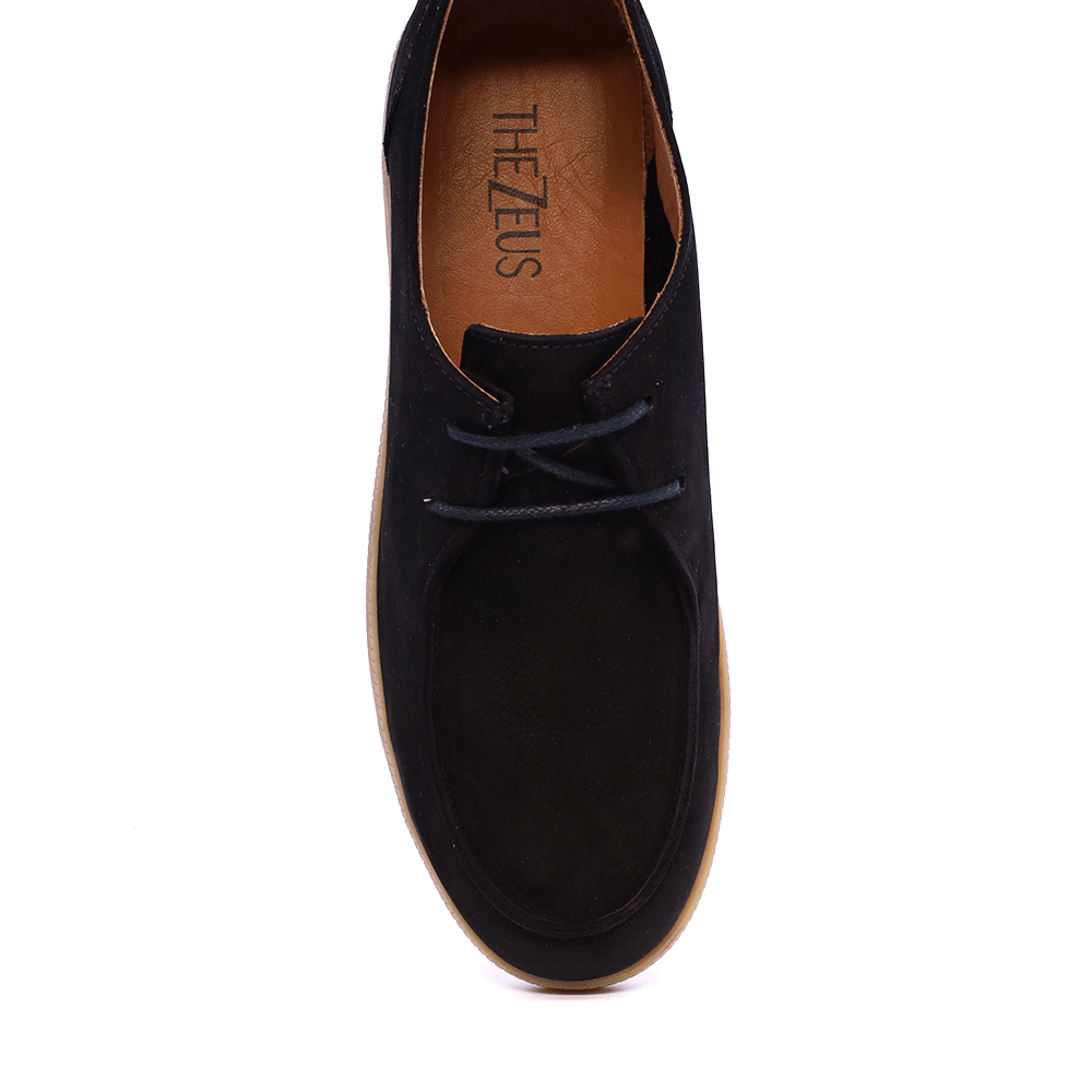 Pantofi cu talpă flexibilă bărbați Thezeus negri din piele nabuck 2109BP12802N