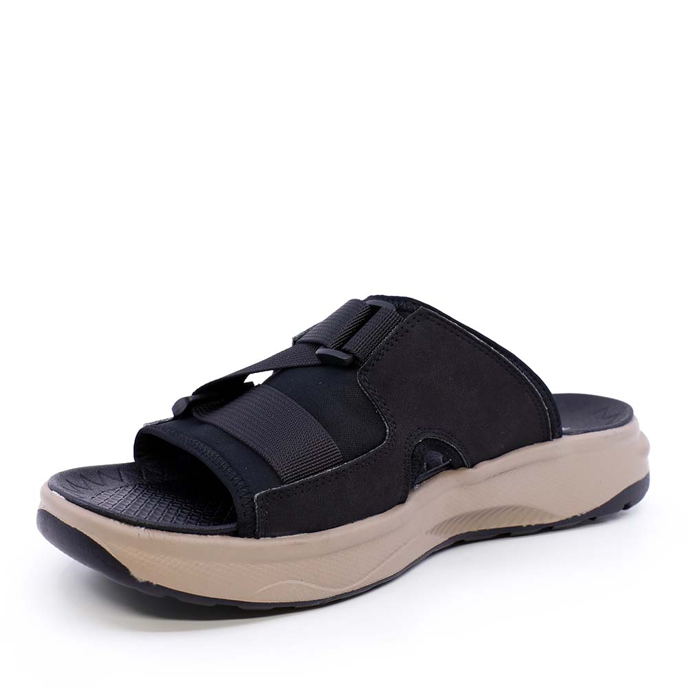 Saboți bărbați Thezeus negri din  textil și piele 2349BST24033N