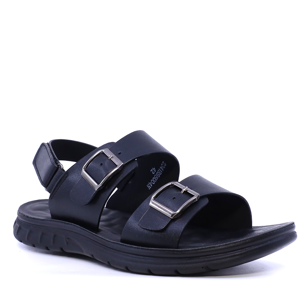 Sandale cu barete reglabile bărbați Thezeus  negre din piele  2341BS5004N - imagine 2