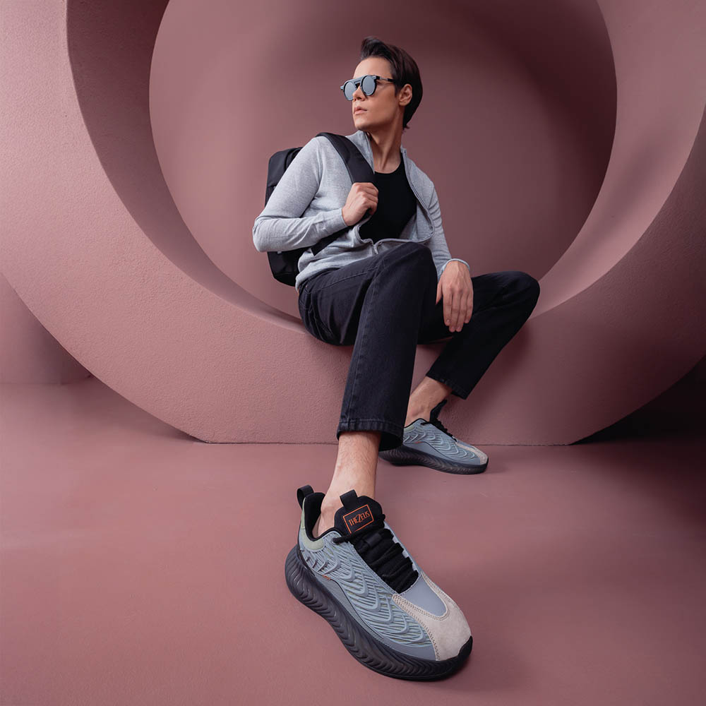 Sneakers bărbați Thezeus gri din piele întoarsă și textil 3730BPS5875VGR - 1 | YEO