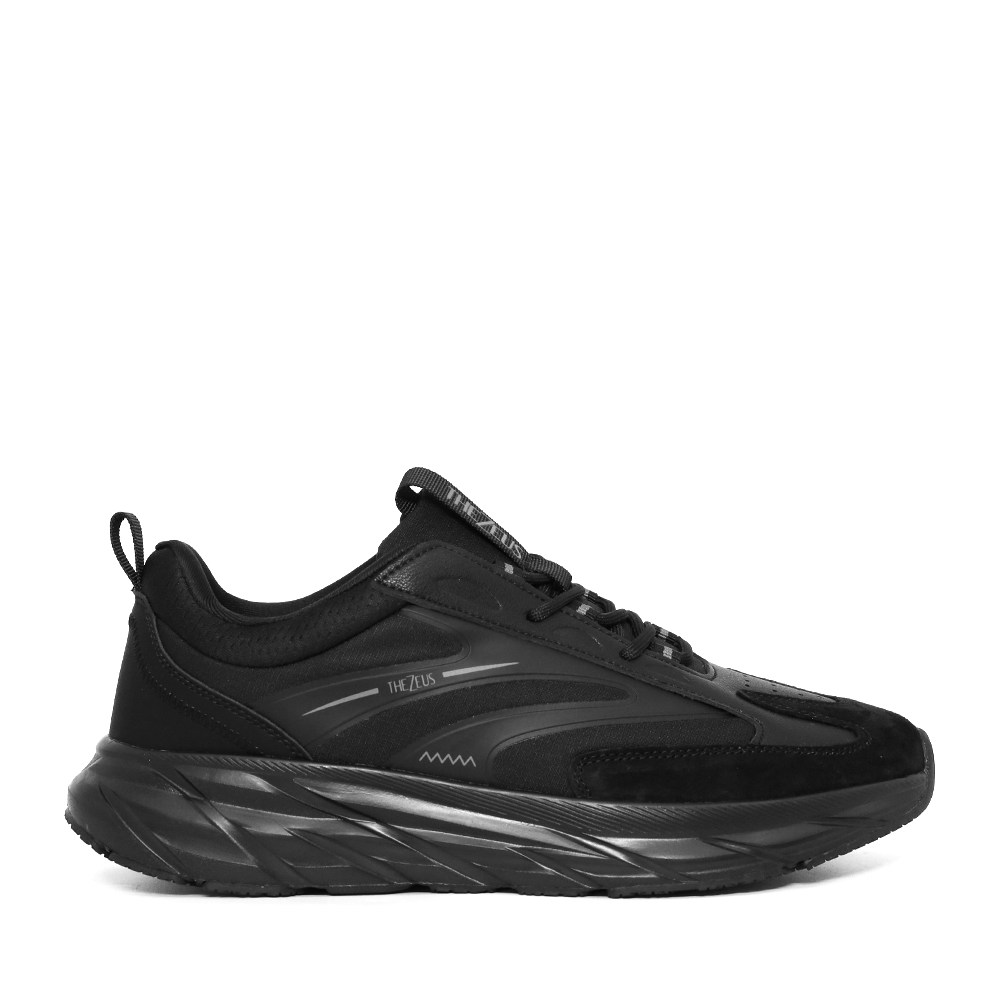Sneakers bărbați Thezeus negri din piele întoarsă și sintetic 3730BPS3534N