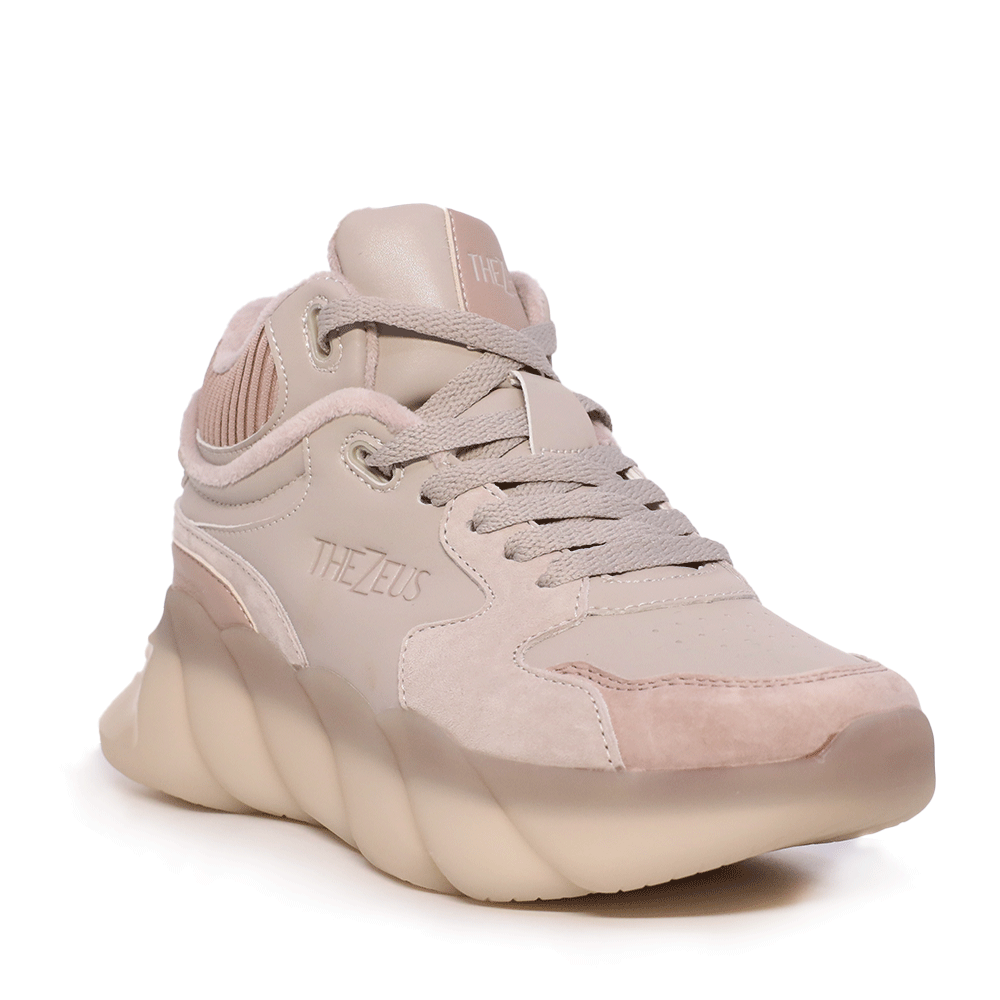 Sneakers high top femei Thezeus bej din piele întoarsă și textil 3730DG7005VBE - 1 | YEO