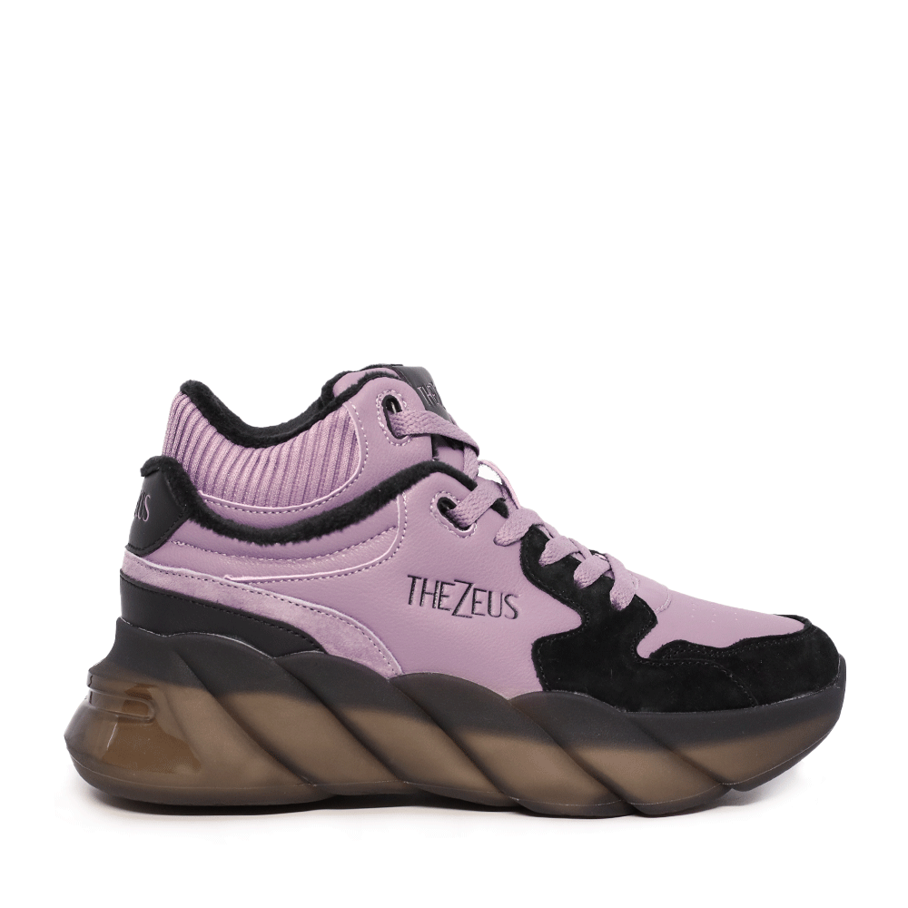 Sneakers high top femei Thezeus mov din piele întoarsă și textil 3730DG7005VNMO