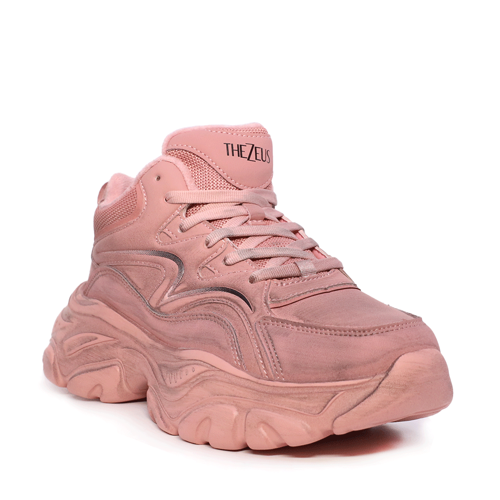 Sneakers high top femei Thezeus roz din piele si textil 3730dg1909ro - 1 | YEO