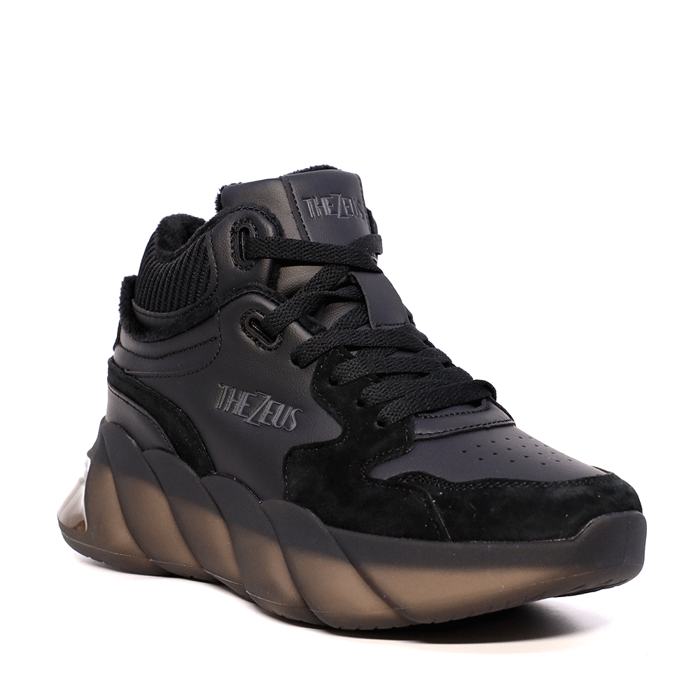 Sneakers high top Thezeus negri din piele întoarsă și textil 3730DG7005VN - 1 | YEO