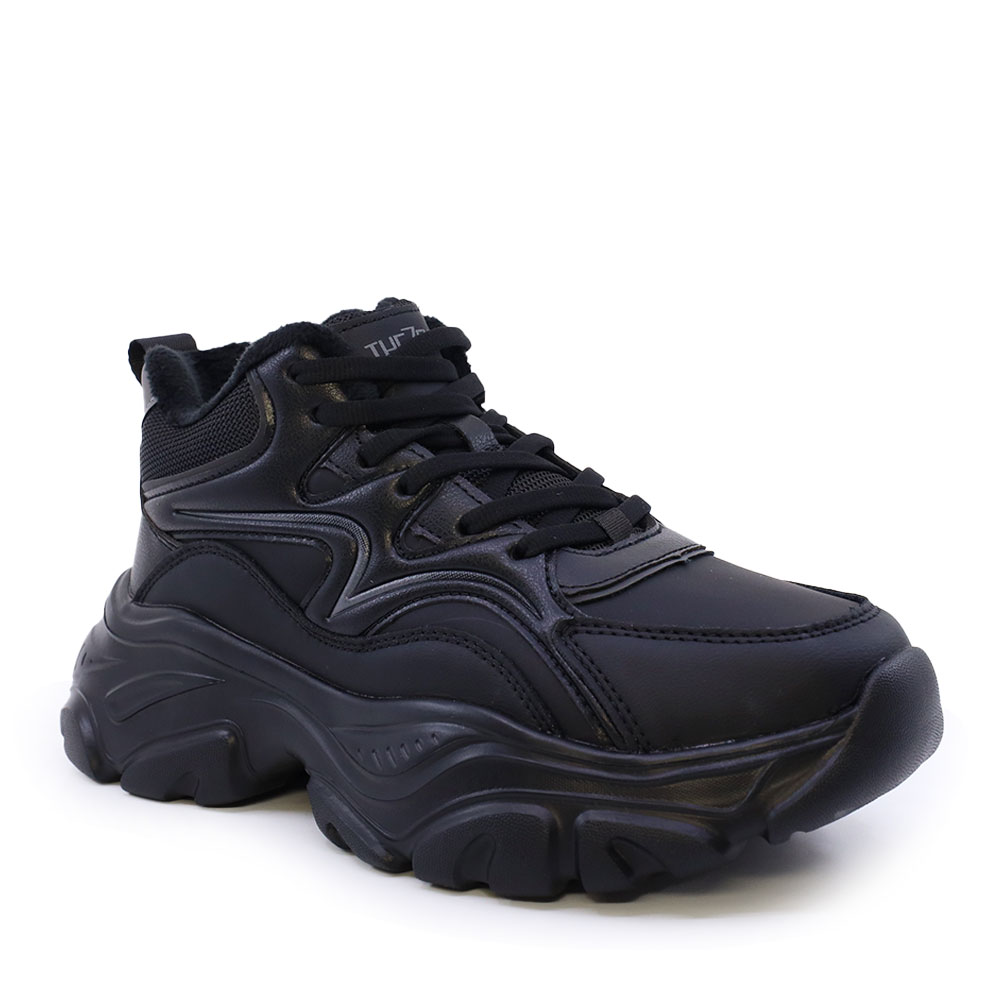Sneakers high top Thezeus negri din piele și textil 3730DG1909N - 1 | YEO