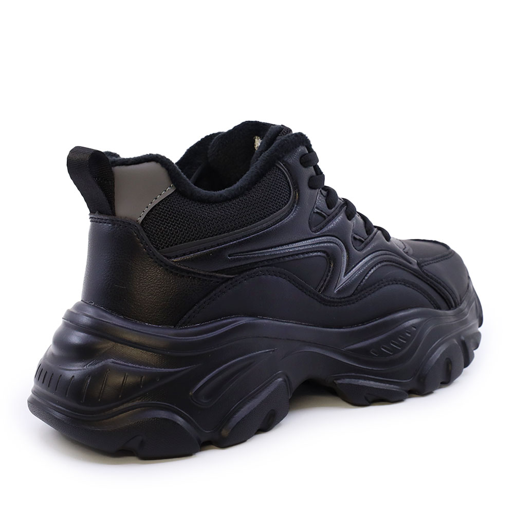 Sneakers high top Thezeus negri din piele și textil 3730DG1909N
