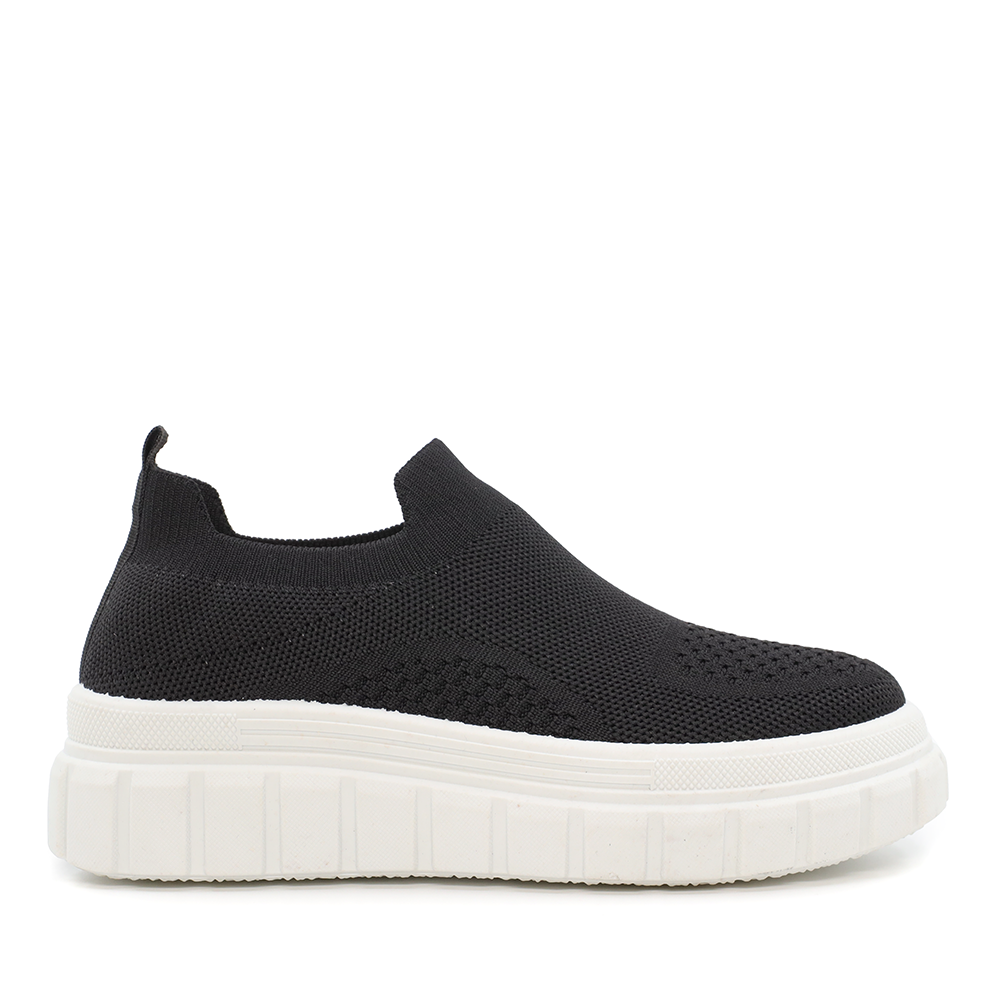Sneakers slip on femei Solo Donna negri din material knitted 2545DPS0192N