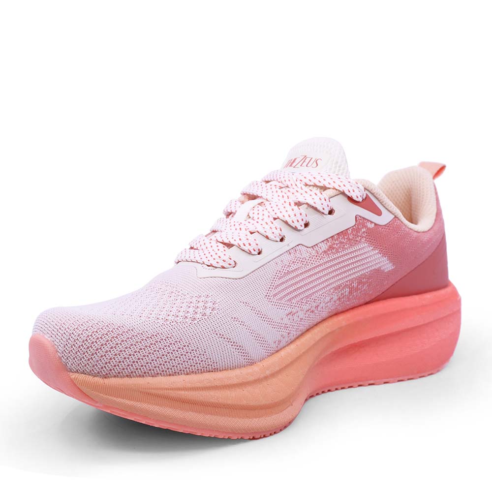 Sneakers ultraușori femei Thezeus bej cu portocaliu din textil 3761DPS25623PO