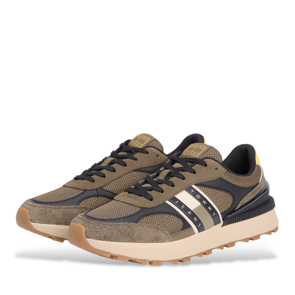 Sneakers bărbați Tommy Hilfiger khaki din piele și textil 3410BP1537VKA - 1 | YEO