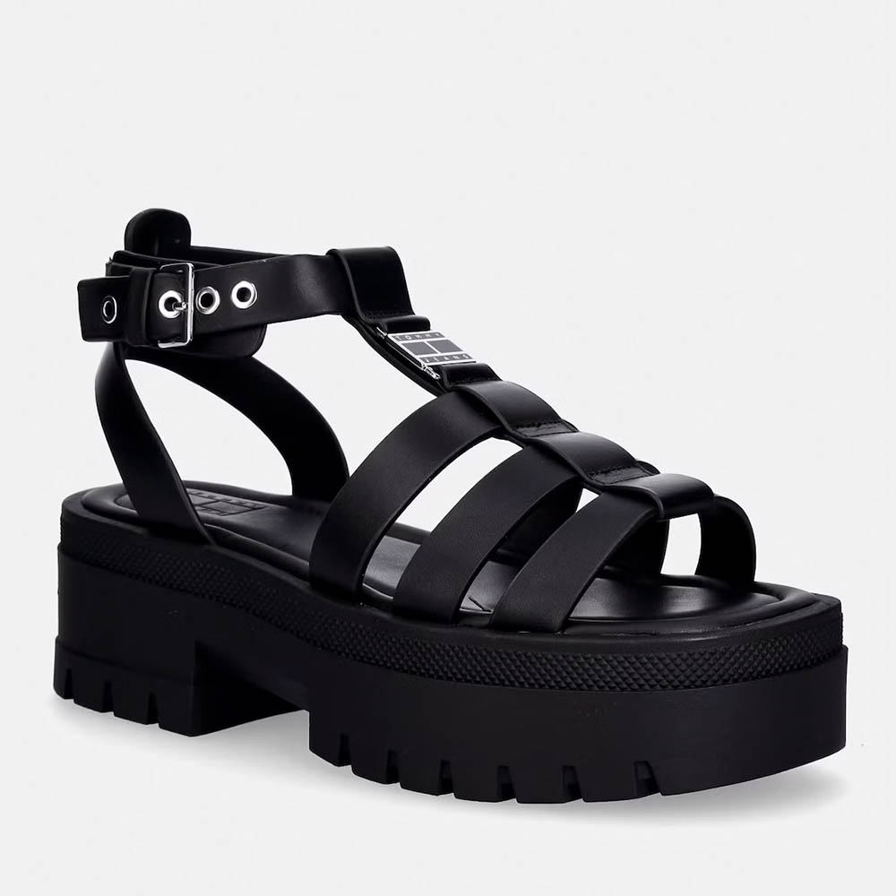 Sandale chunky femei Tommy Jeans negre din piele 3411DS2943N - imagine 2