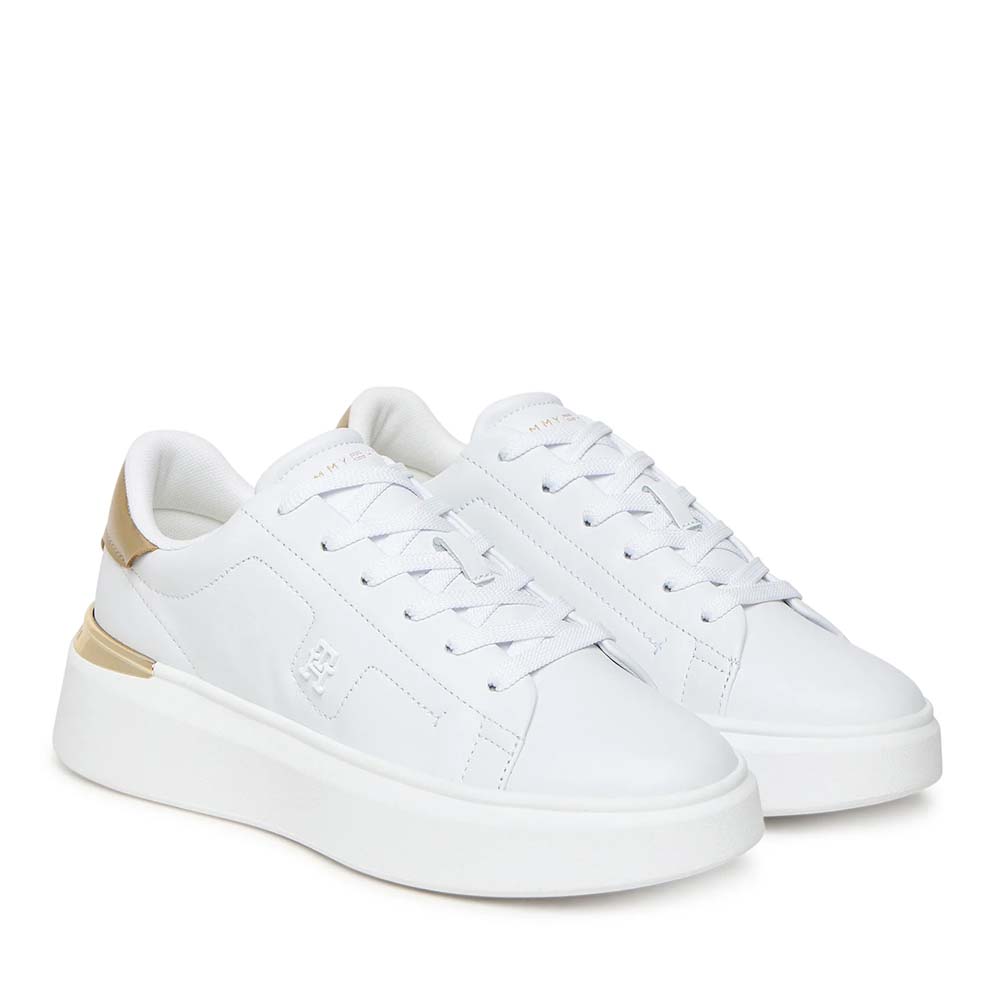 Sneakers femei Tommy Hilfiger albi din piele cu logo 3410DP8817A - 1 | YEO