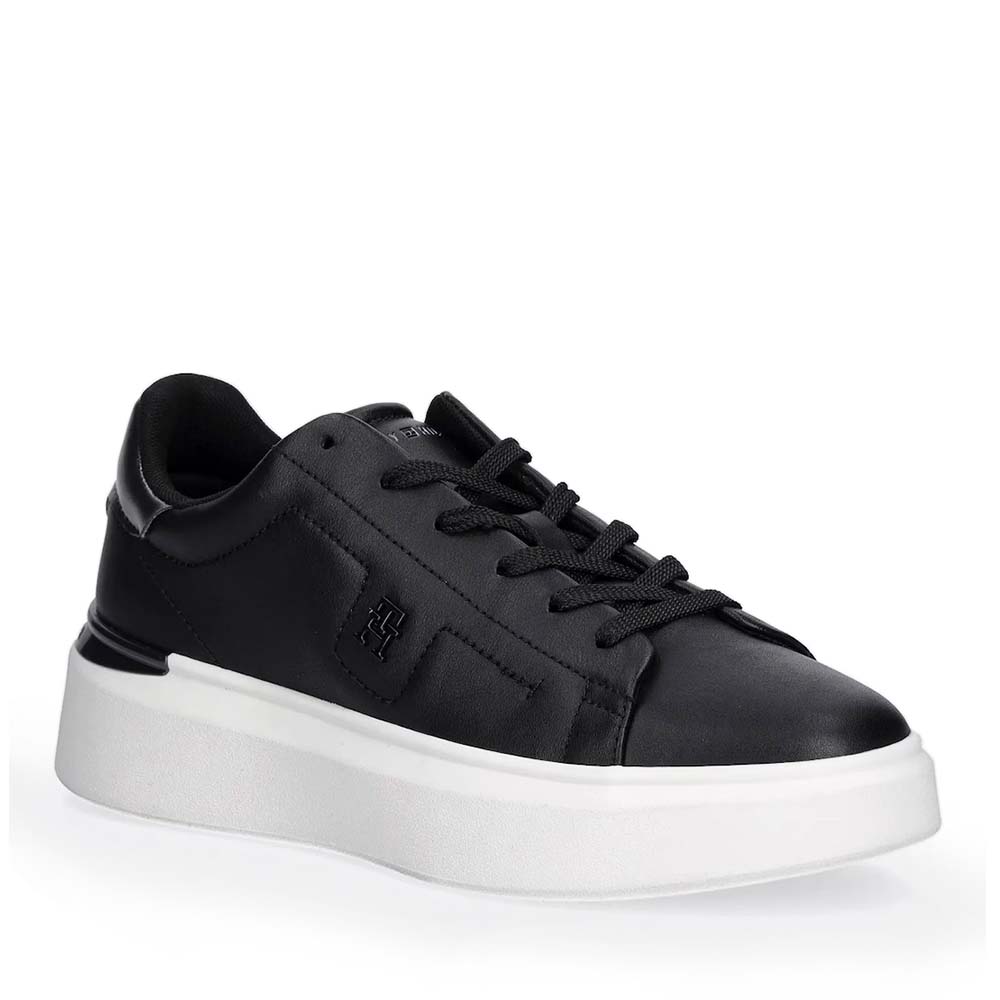 Sneakers femei Tommy Hilfiger negri din piele cu logo 3410DP8817N - 1 | YEO