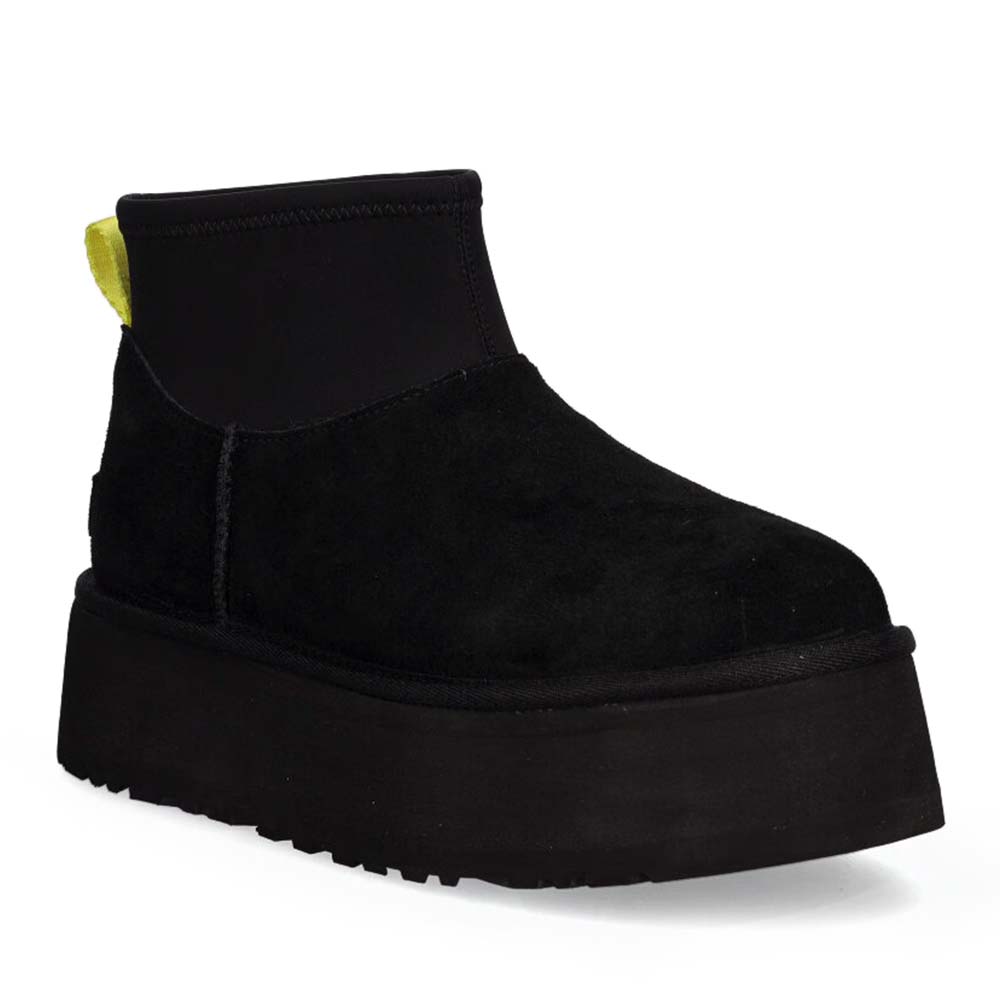 Ghete femei UGG Classic Mini Dipper, negre din piele întoarsă 2390DG1168170VN - 1 | YEO