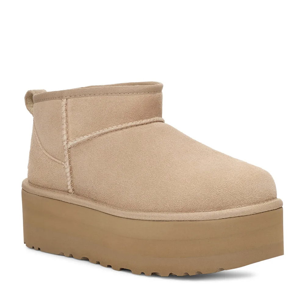 Ghete femei UGG Classic Ultra Mini Platform Sand din piele întoarsă 2390dg1135092vbe