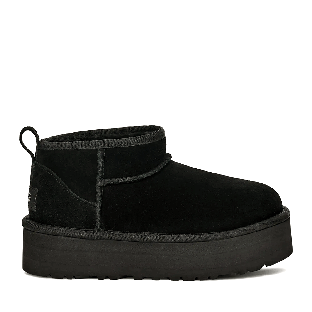 Ghete femei UGG Classic Ultra Mini Platform black din piele întoarsă 2390DG1157791KVN