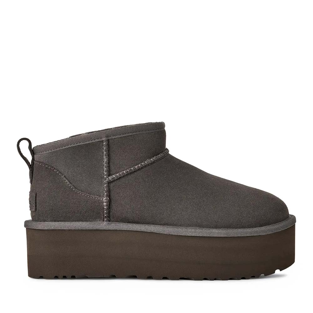 Ghete femei UGG Classic Ultra Mini Platform charcoal din piele întoarsă 2390DG1135092VGR