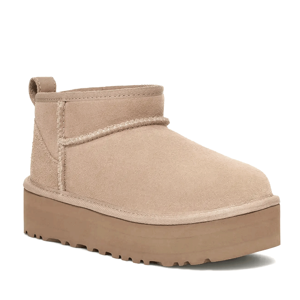Ghete femei UGG Classic Ultra Mini Platform sand din piele întoarsă 2390DG1157791KVBE - 1 | YEO