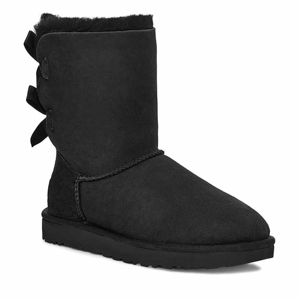 Ghete îmblănite femei UGG Bailey Bow II negre din piele întoarsă 2390DG1016225VN - 1 | YEO