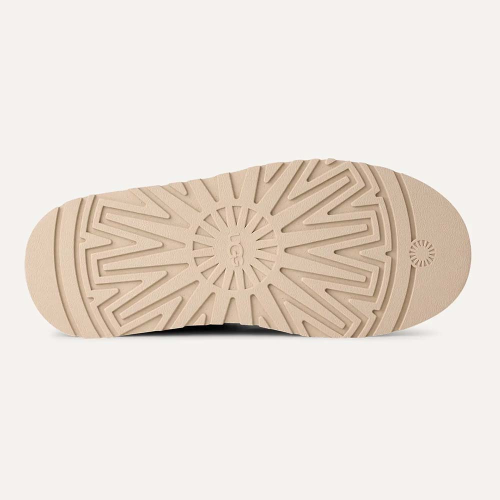Saboți îmblăniți femei UGG Tazz Sun Stitch mustard seed din piele întoarsă 2391DPP1178193VBE