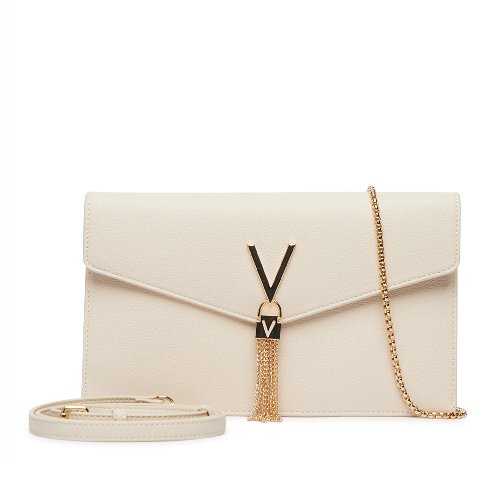 Poșetă plic femei Valentino Luxe bej cu logo frontal 1951PLSVBS9XJ17BE