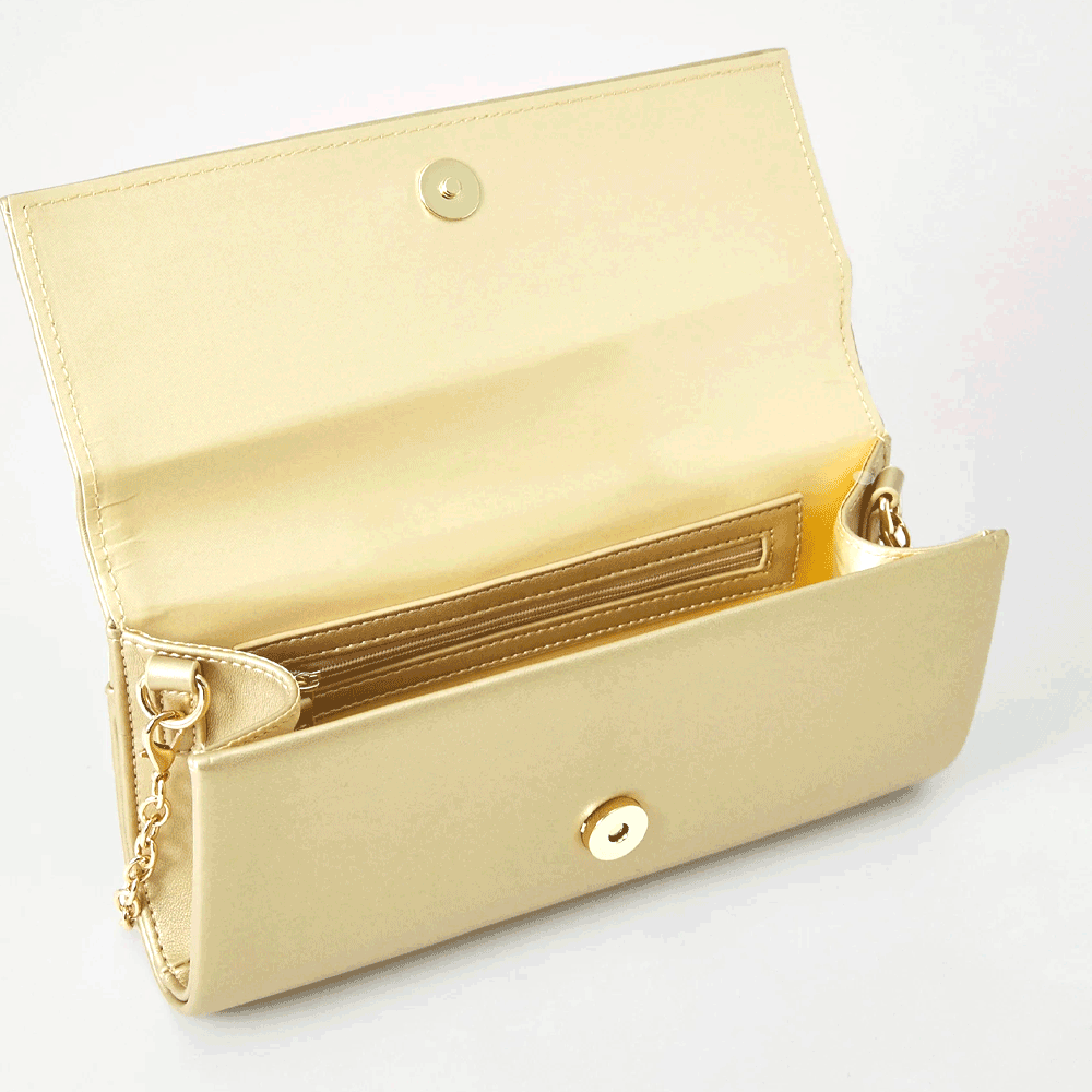 Valentino Sofie gold women's clutch bag with front logo 1959PLS90717AU
