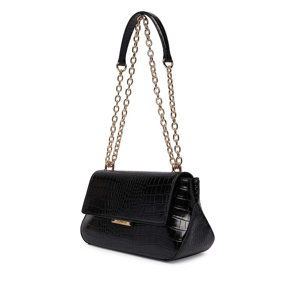 Poșetă satchel femei Valentino Afrodite neagră cu aspect croco 1951POSSVBS9N409CN - imagine 2