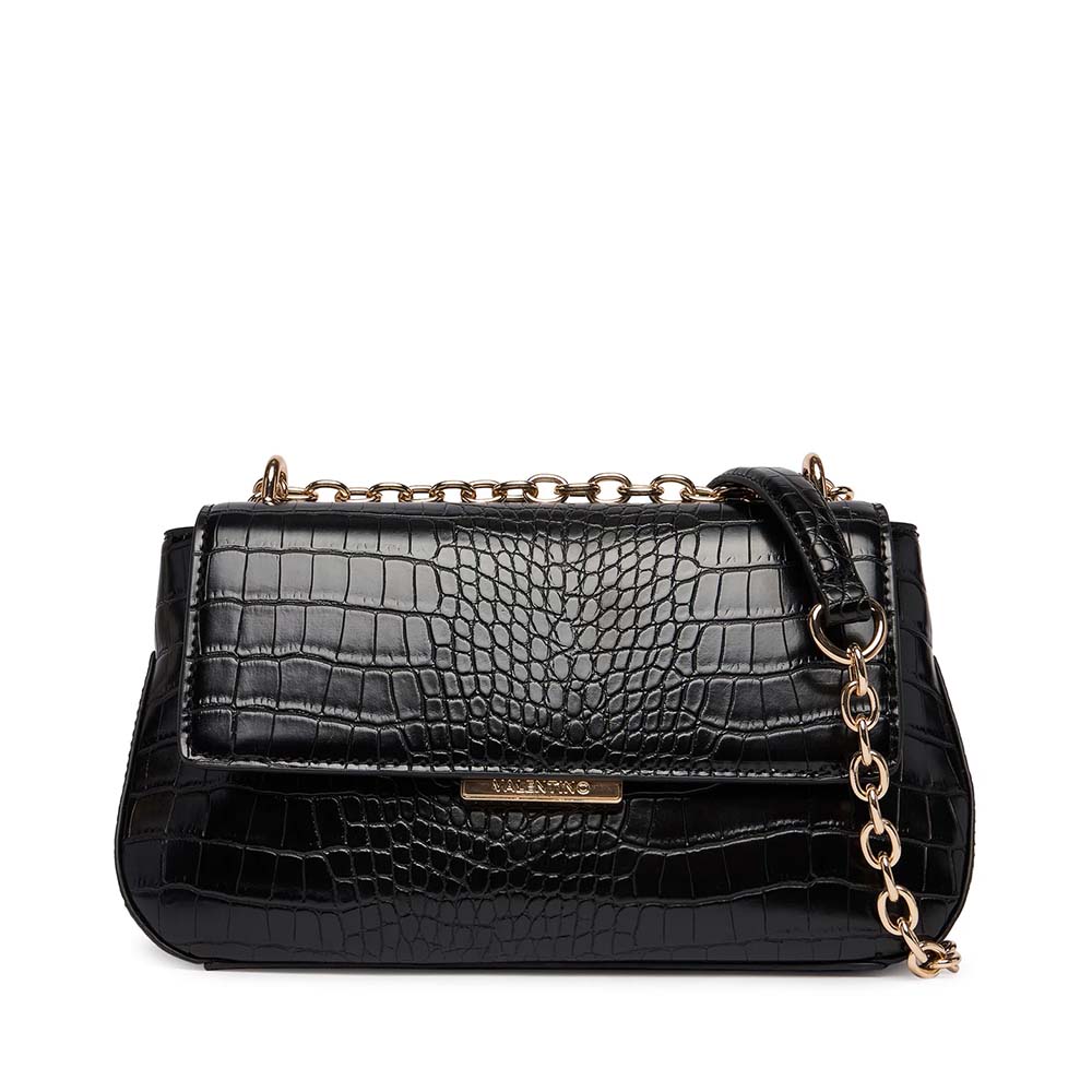 Poseta satchel femei Valentino Afrodite neagra cu aspect croco 1951POSSVBS9N409CN