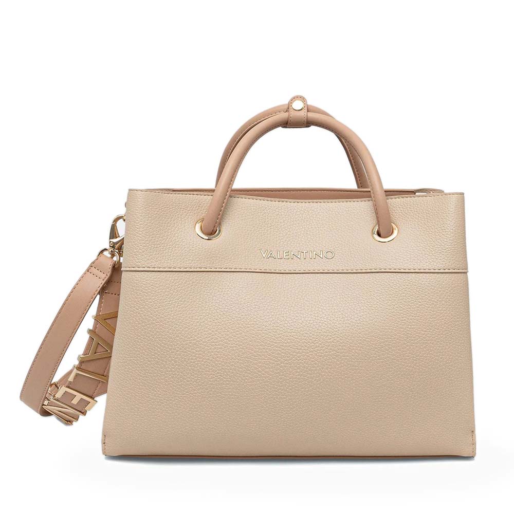 Poșetă tote femei Valentino Alexia bej cu logo 1951POSSVBS5A802BE