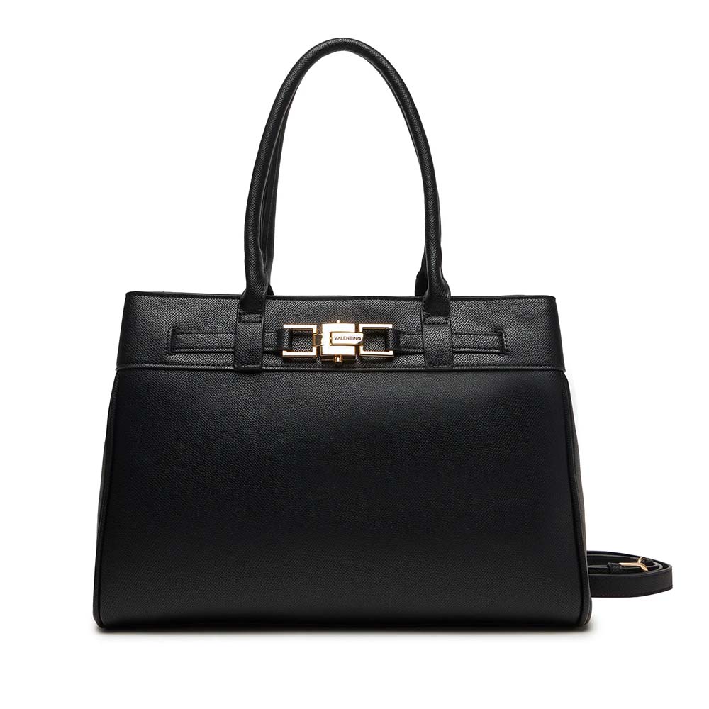 Poșetă tote femei Valentino Alina Re neagră cu accesoriu deco 1951POSSVBS9QB01N